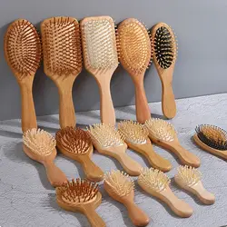 1Pc Wood Comb Professional Healthy Paddle Cushion Hair Loss Massage Brush Hairbrush Comb Scalp Hair Care Healthy Bamboo Comb