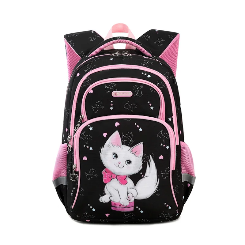 AOK High Quality Primary School Bags For Girls Black Cat Cartoon Bag Children Mochilas Kids Backpacks