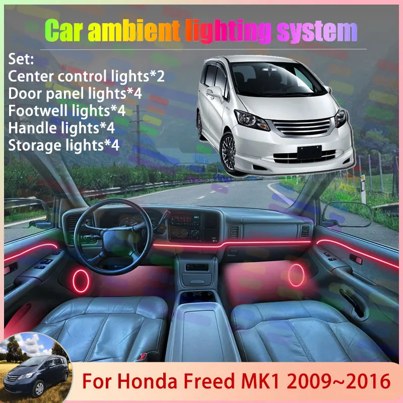 

For Honda Freed MK1 GB3 GB4 GP3 2009~2016 2010 2/18 in 1 Car Atmosphere Light Lamp RGB Shade Ensemble Streamer Atmosphere Set