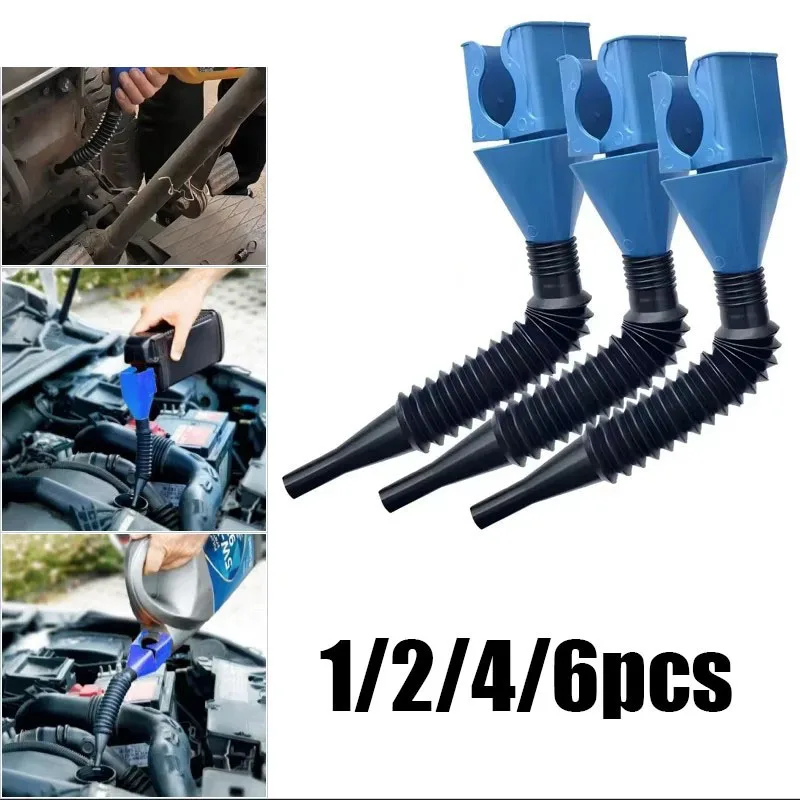 

1/2/4/6pcs Telescopic Car Refueling Funnel Universal Engine Oil Gasoline Filter Transfer Funnels Tool Foldable Portable Funnels