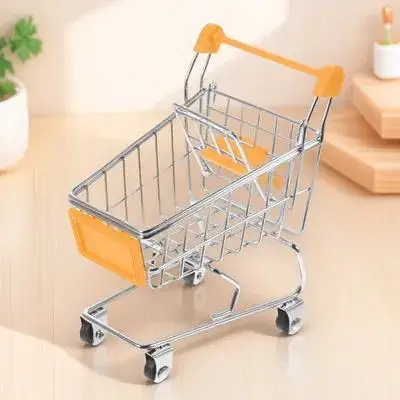 Mini Winkelwagen Opslag Mand 11*7.5*11.5Cm Willekeurige Kleur Metalen Plastic Organizer Voor Bureau Decor spelen Keuken