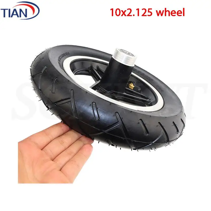 

Upgrade your ride with this 10 inch 10x2.125 scooter tire equipped with a threaded accessory hub