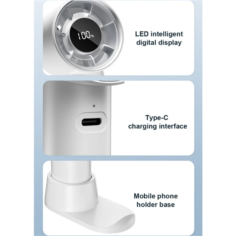 M2EE Kipas USB Kipas Tampilan Digital Kipas Kecil Tenang Kipas Saku Kipas Ringan untuk Dewasa