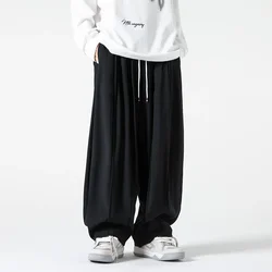 Straight Leg Pants Men Casual Fashion High Elastic Waist Pants Male Loose Harajuku Wide Leg Trousers Men Streetwear Plus Size5XL