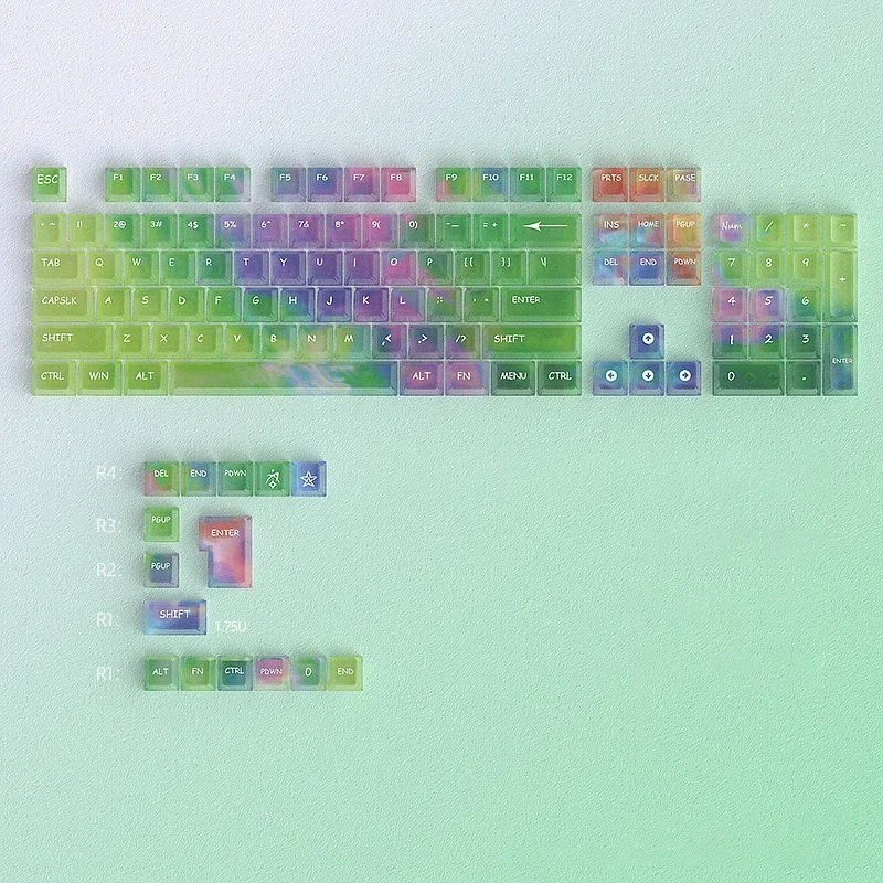 

Colorful Green Purple Matte Keycaps Set for Mechanical Gaming Keyboard Layout 60 68 87 98 100 104 108 Keyboard Accessories