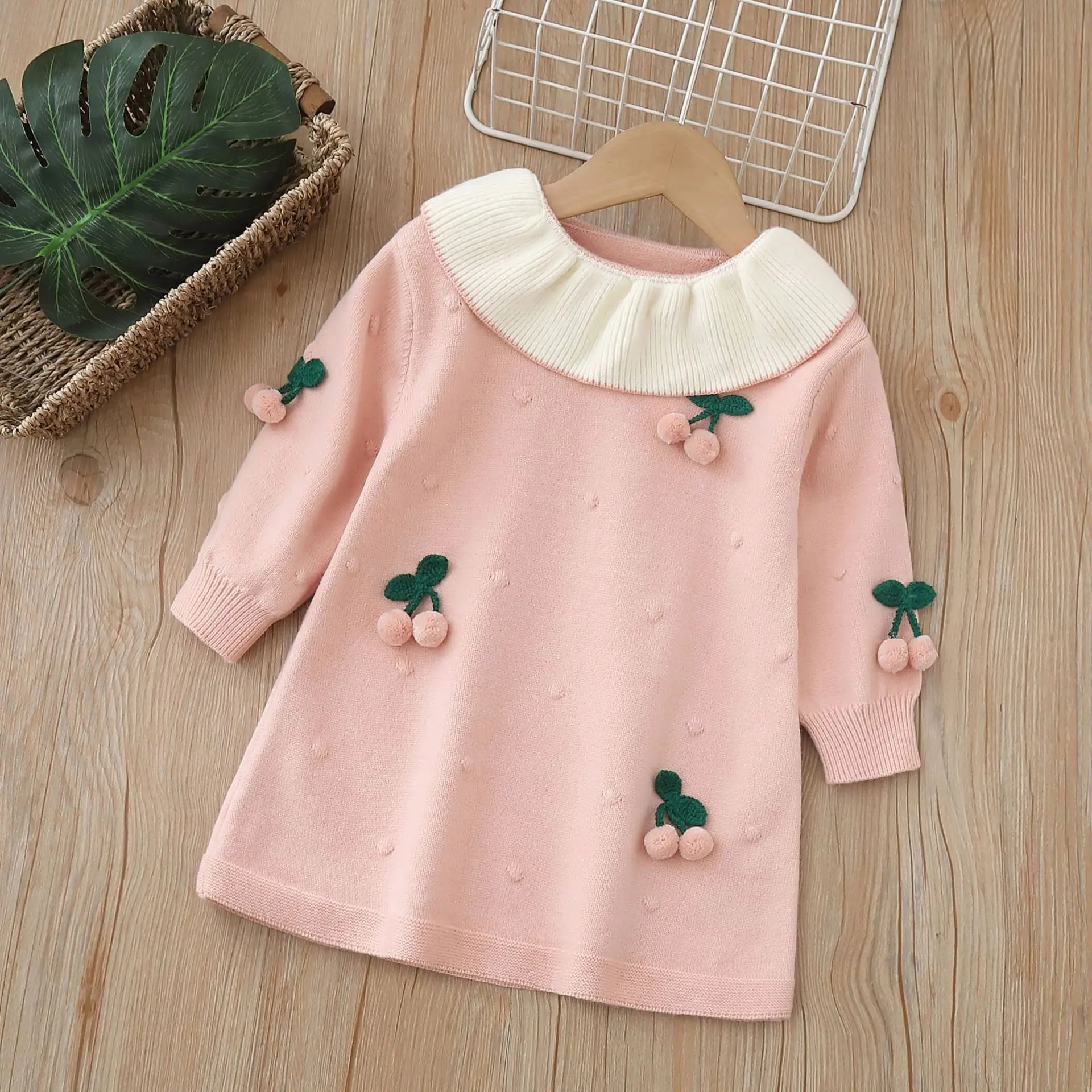 

Girls Knitted Dresses Spring Autumn 2024 Children Woolen Jersey Sweaters Dress For Baby Princess Party Clothing Kids Outfits 6Y