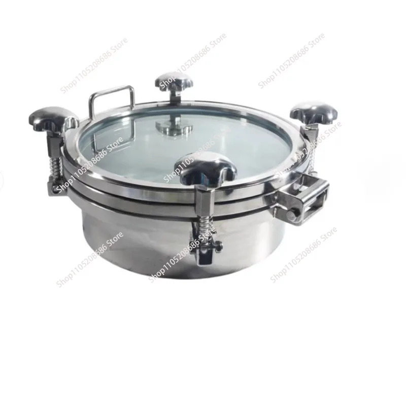 304 sanitary grade large glass pressure manhole stainless steel flange sight glass window visual hand hole brewing manhole