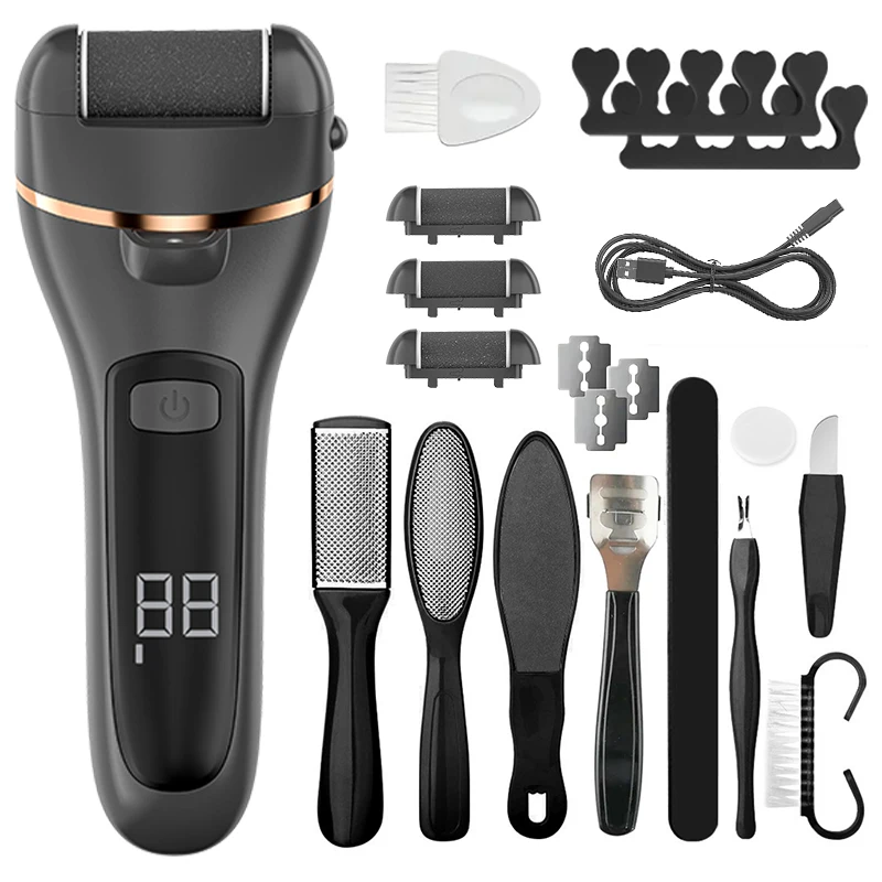 19in1 Portable Electric foot grinder set, USB Rechargeable Electric Feet Callus Remover, Ideal Gift - Professional Pedicure Tool