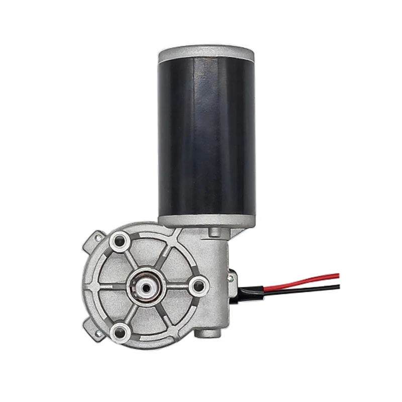 12V 30rpm Low Speed 49mm Worm Gear Forward And Reverse Left Angle Electrical Worm Gear Brushed DC Motor