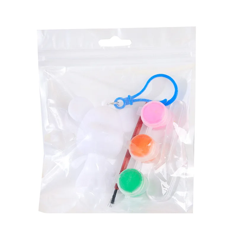 10Pcs White Blank Graffiti Bear Keychains DIY Painting Toy for Kids Birthday Party Favors Kindergarten Gift Goodie Pinata Filler