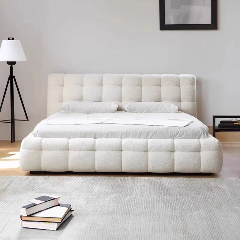 

Cream Wind Marshmallow Bed Modern Simple Bread Puff Bed Master Bedroom