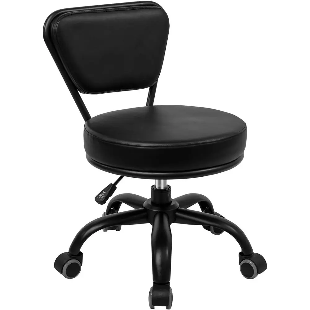 

Dayton Garage Rolling Seat (Matt Black) Pneumatic, Short Stool with Adjustable Height 13"-15", Perect or Home Oice, Gardening