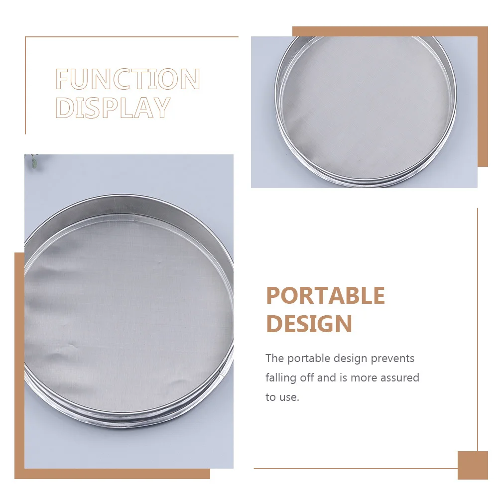 

Steel Sieve Round Fine Mesh Strainer For Baking Flour Gardening Gadget Sifting Kitchen Garden Use Silver