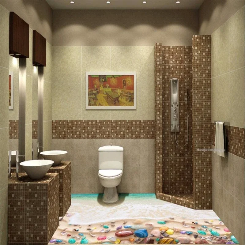beibehang papel de parede 3D Custom 3D floor painting mural sea beach marine organisms waterproof thickened pvc self adhesive