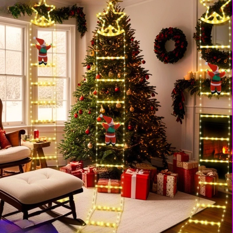 

2 м новый рождественский светодиодный светильник, украшение для рождественской вечеринки, звездная лестница, уличная водонепроницаемая праздничная лестница, цветные огни