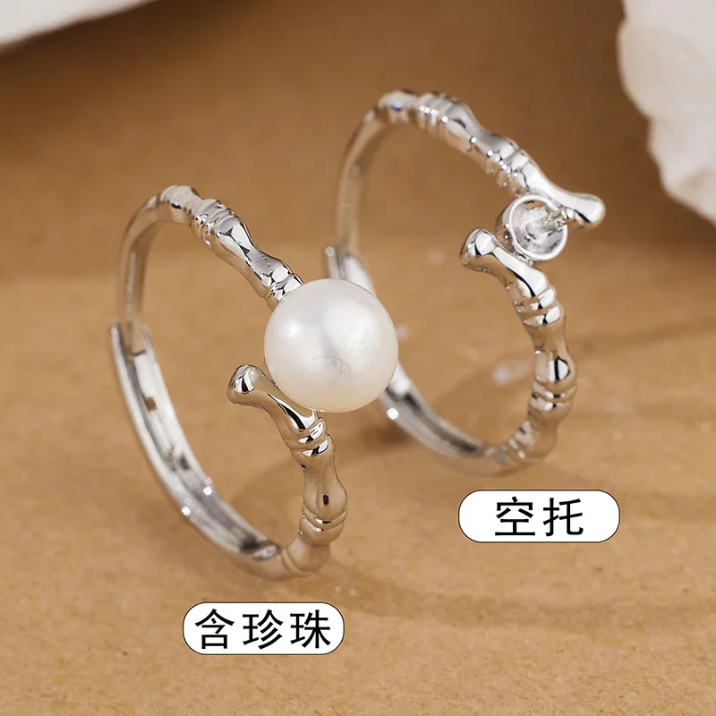 10PCS Freshwater pearl diamond ring ladies ins small fresh adjustable ring DIY jewelry manufacturers wholesale