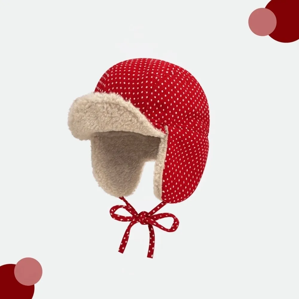 

Модная шляпа-бомбер из полиэстера в горошек, шляпа Lei Feng, утолщенная защитная шапка для ушей, женская