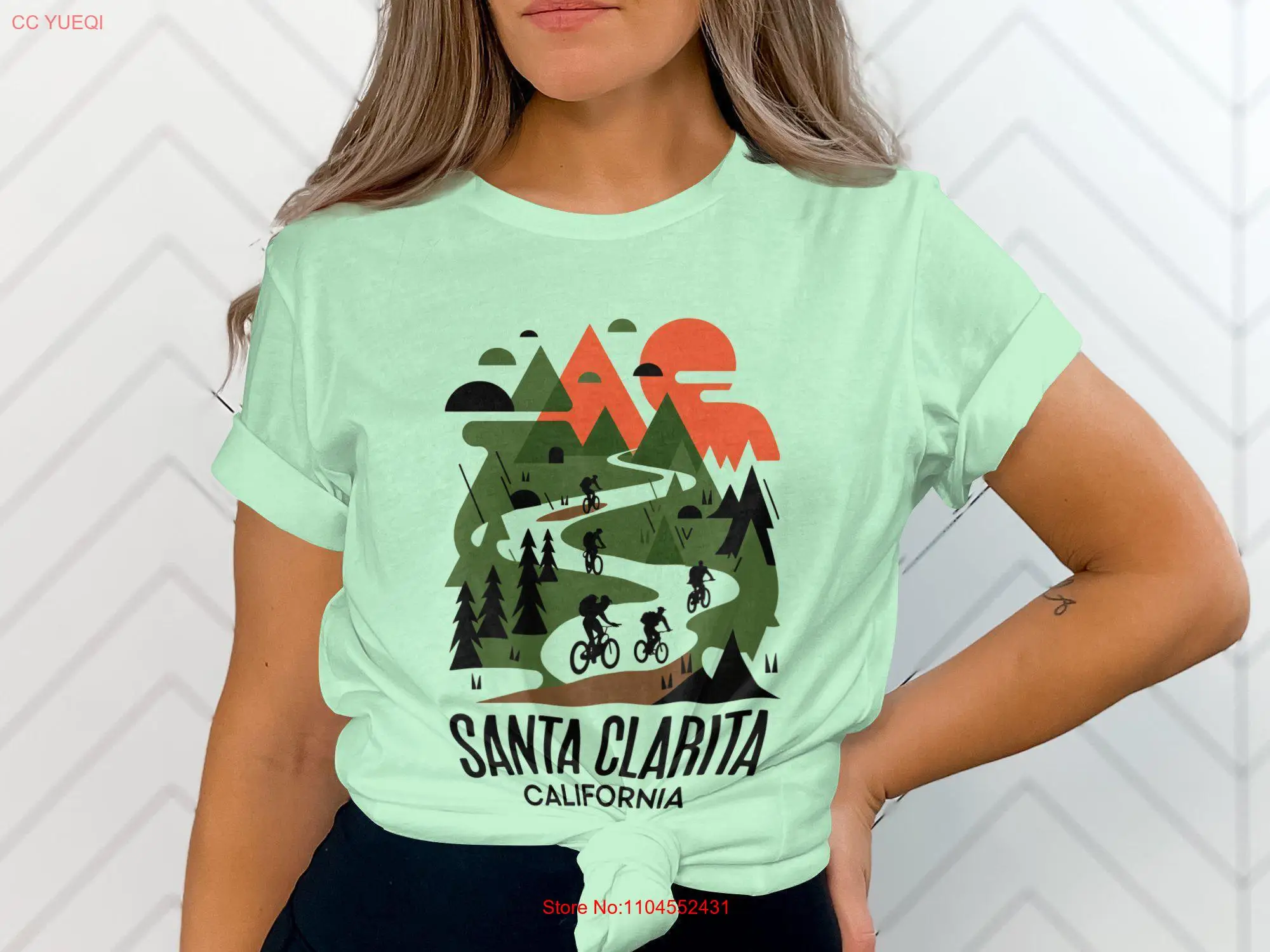 

Santa Clarita California Biking Adventure T Shirt Retro Mountain Biker Outdoor Cycling Sportswear long or short sleeves
