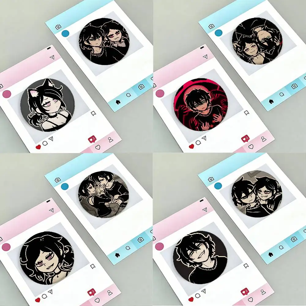The Coffin Of Andy And Leyley Premium Tinplate Round Lapel Pins Cute Badge Brooches For Shoulder Bag Accessories, Souvenir Gifts
