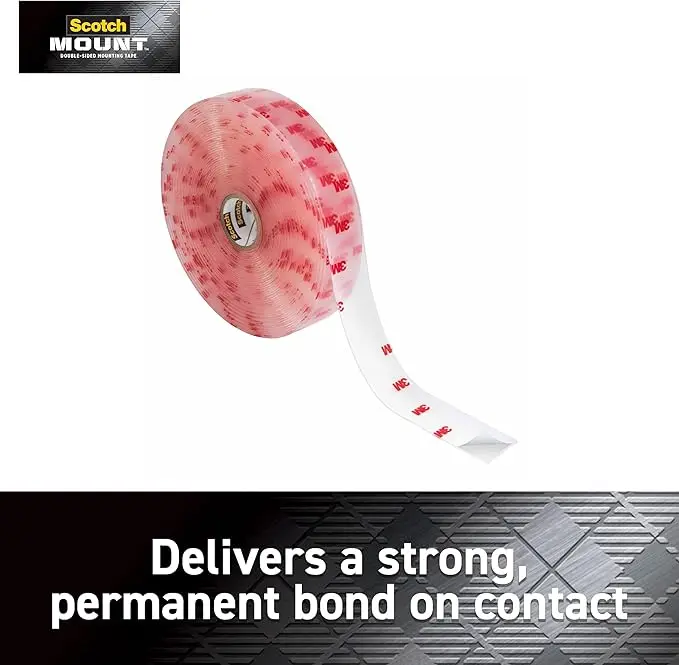 شريط سكوتش مزدوج الجوانب 3M، شريط تركيب شفاف 3M، للاستخدام الداخلي - لا حاجة إلى أدوات