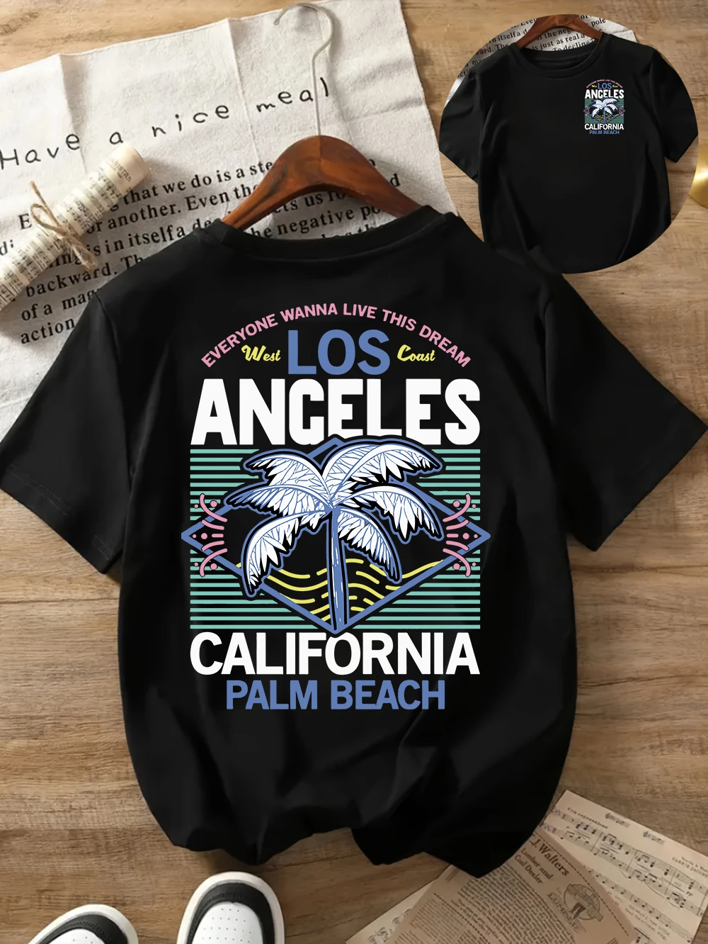 West Coast Graphic Print with Palm Trees T Shirt Short Sleeve Women Tshirt Clothes Women Retro Aesthetic T-Shirts Y2k Top