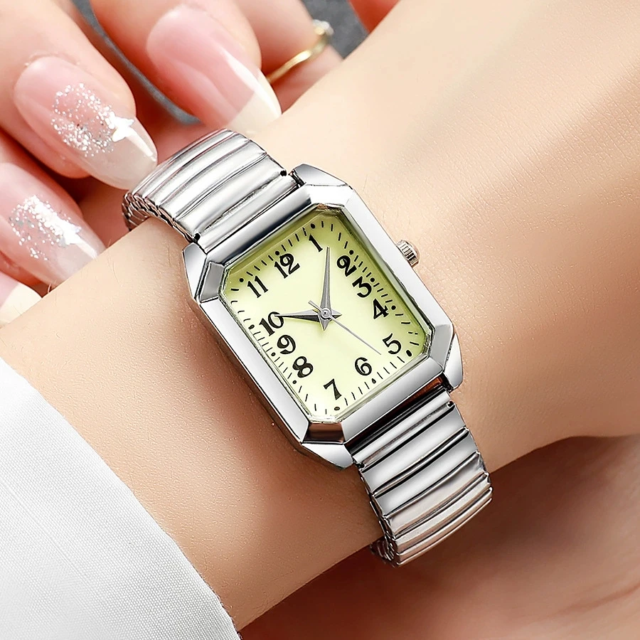 New Fashion Woman Luxury Square Adjustable Spring Band Bracelet Watch Women Stainless Steel Quartz Watches Reloj Mujer Hot Clock