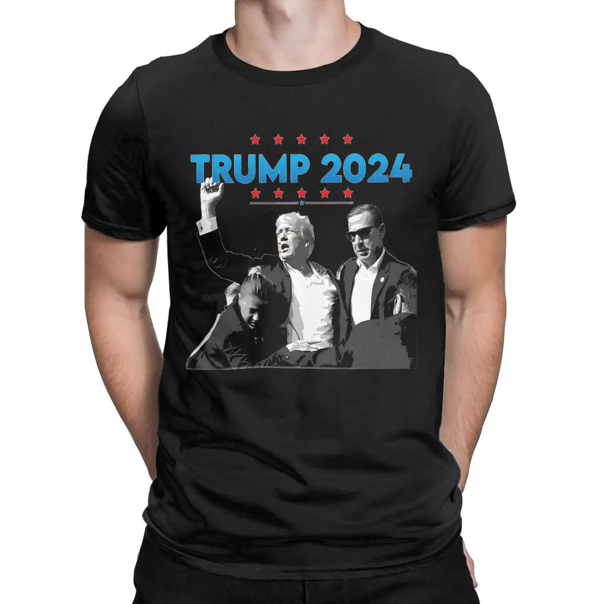 Trump Shot Assassination Attempt Men's T Shirts 2024 Fight Novelty Tee Shirt Short Sleeve Crewneck T-Shirt Cotton Plus Size Tops