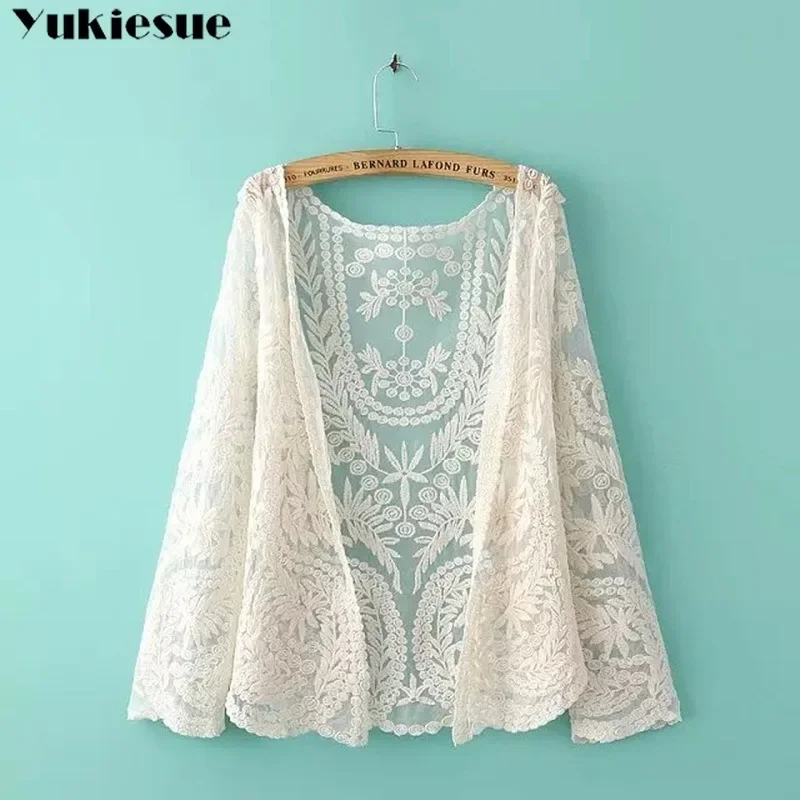Custom Women's knit Sweater coat Long Sleeve v neck Knit cardigan Hollow-out Fashion Casual Lace Hem Women Knit TOP