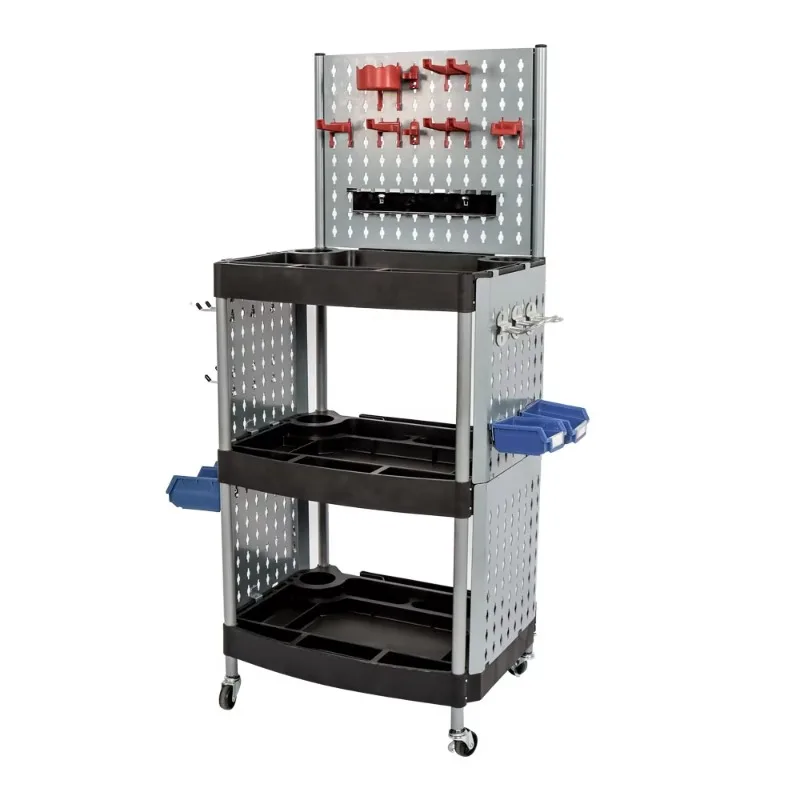 multifunctional steel metal utility cart trolley three-layer mobile storage trolley car wash rack