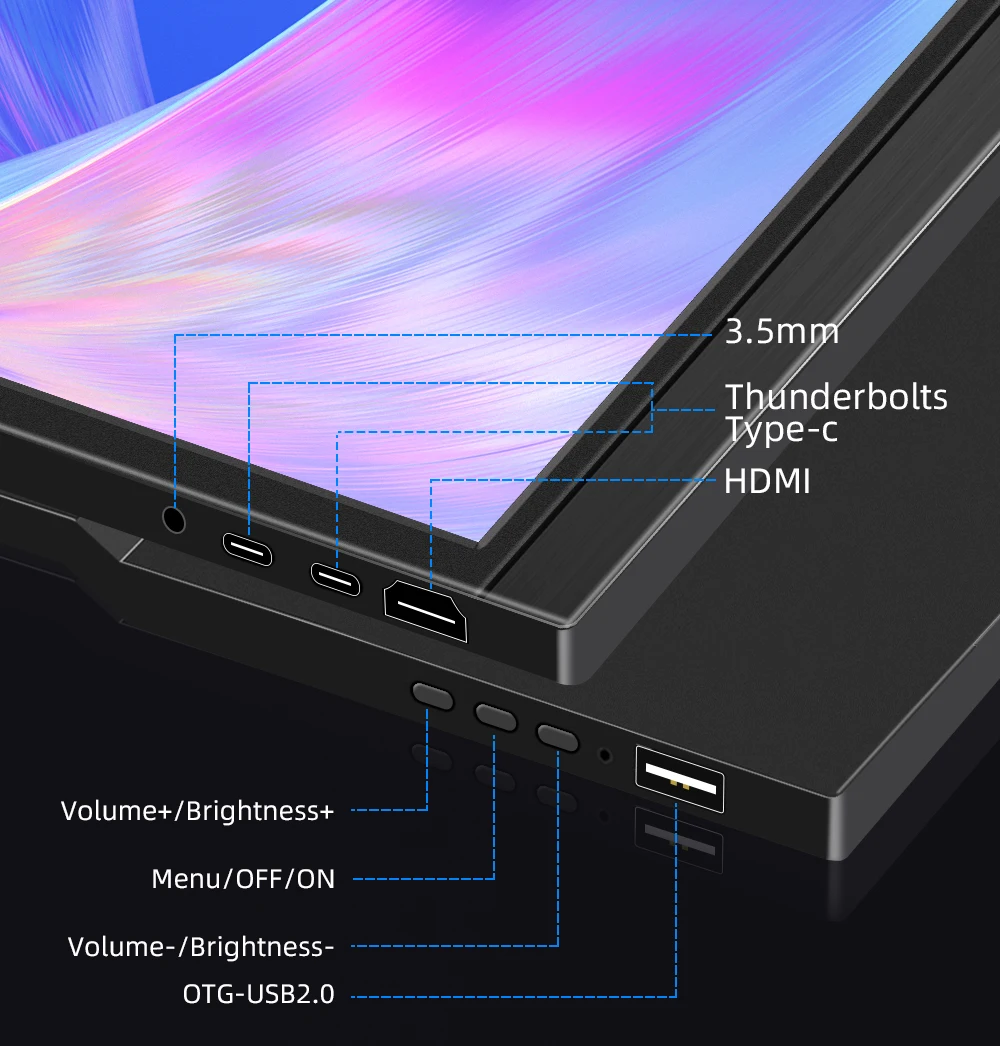 11.6 inch Portable Monitor Touch Screen 1366X768 USB C Gaming Display for Raspberry Pi Laptop PC Android PS4 HDMI-Compatible