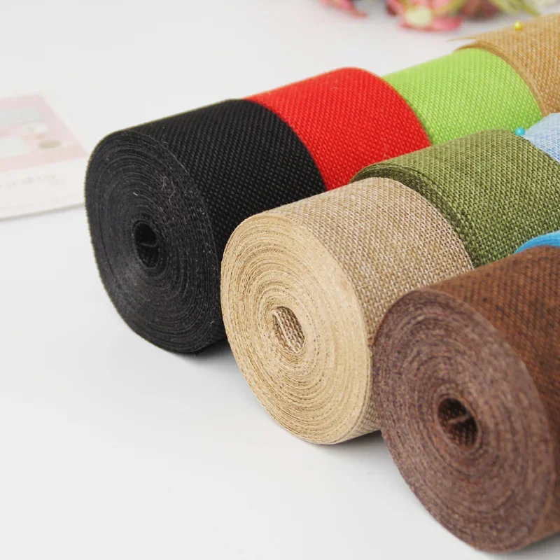 10M DIY Rustic Jute Ribbon Colorful Woven Linen Ribbon Burlap Crafts Vintage Rustic Wedding Ribbon Gift Warrping Christmas Decor