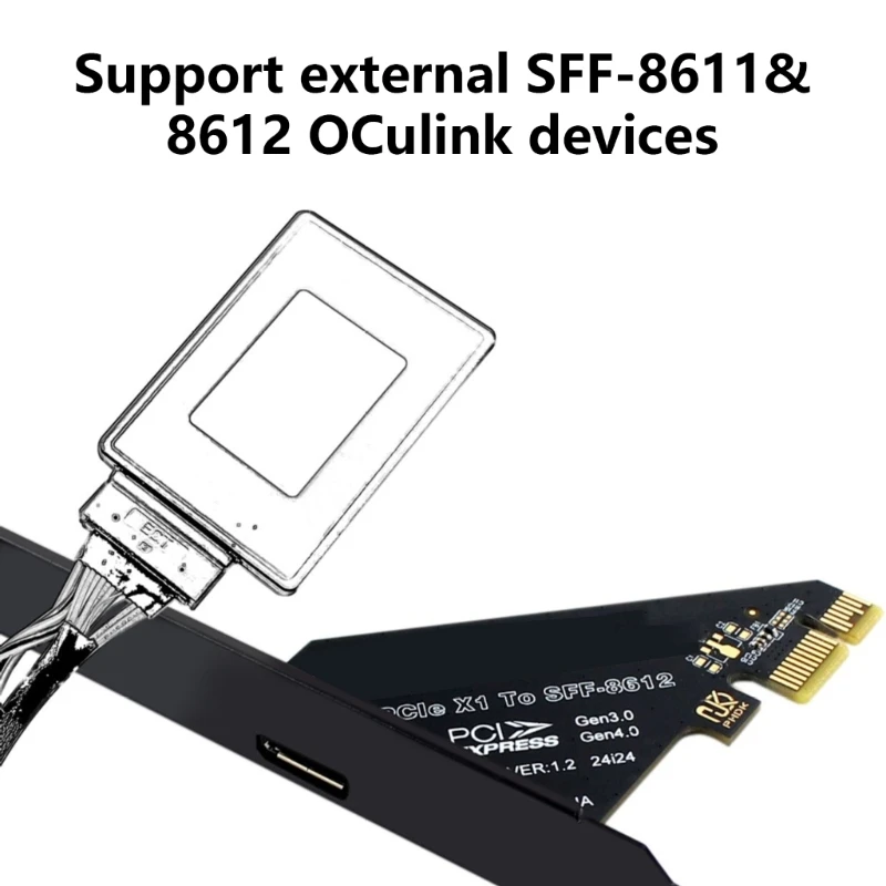 Oculink SFF 8612 Host Adapter for PCIe x4x1 SFF8639 SSDs Offering Fast Speed Data Transmission