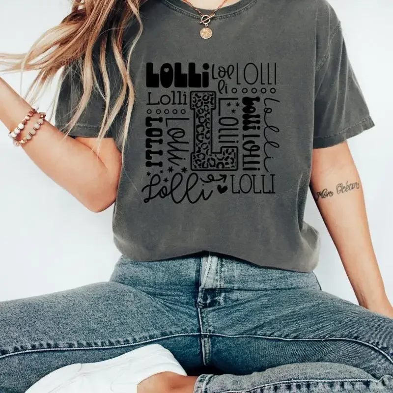 Lolli Typography Sweat T Shirt Mothers Day Quote Grandma Leopard Print Christmas