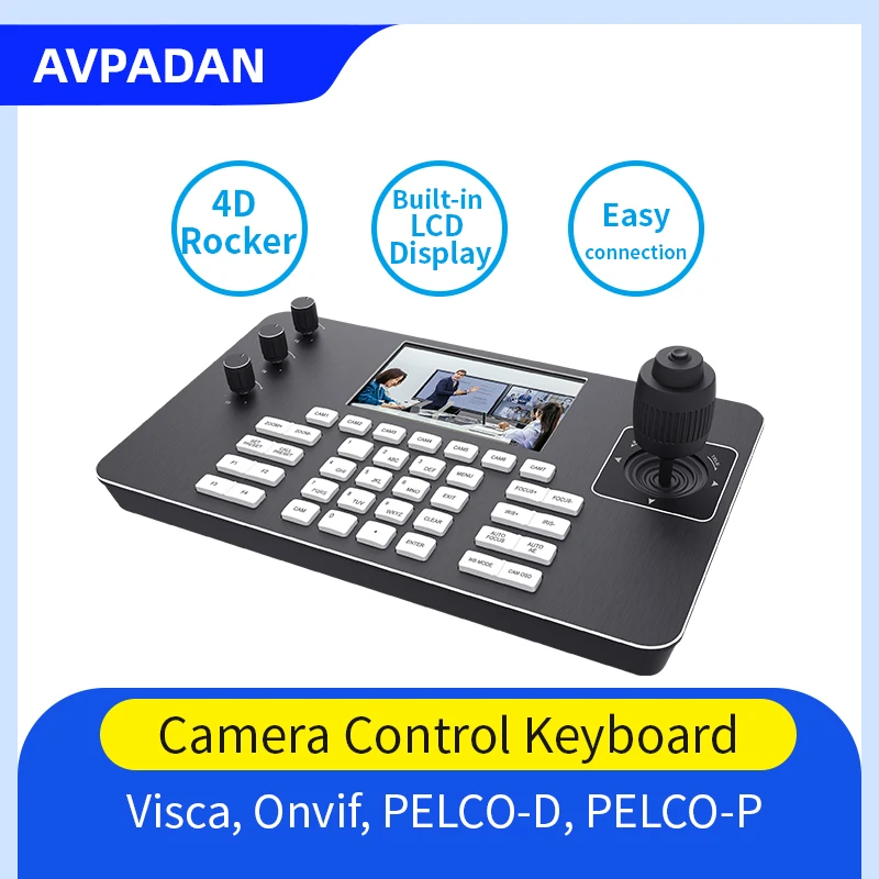 4K30P UHD video conference keyboard 4D joystick control ptz function Support full VISCA,ONVIF,PELCO-P, PELCO-D protocll