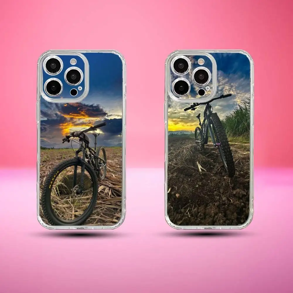

Mountain Bicycle Bike Phone Case For iPhone17,16,15,14,13,12,11 Plus,Pro Max Soft Transparent Cover