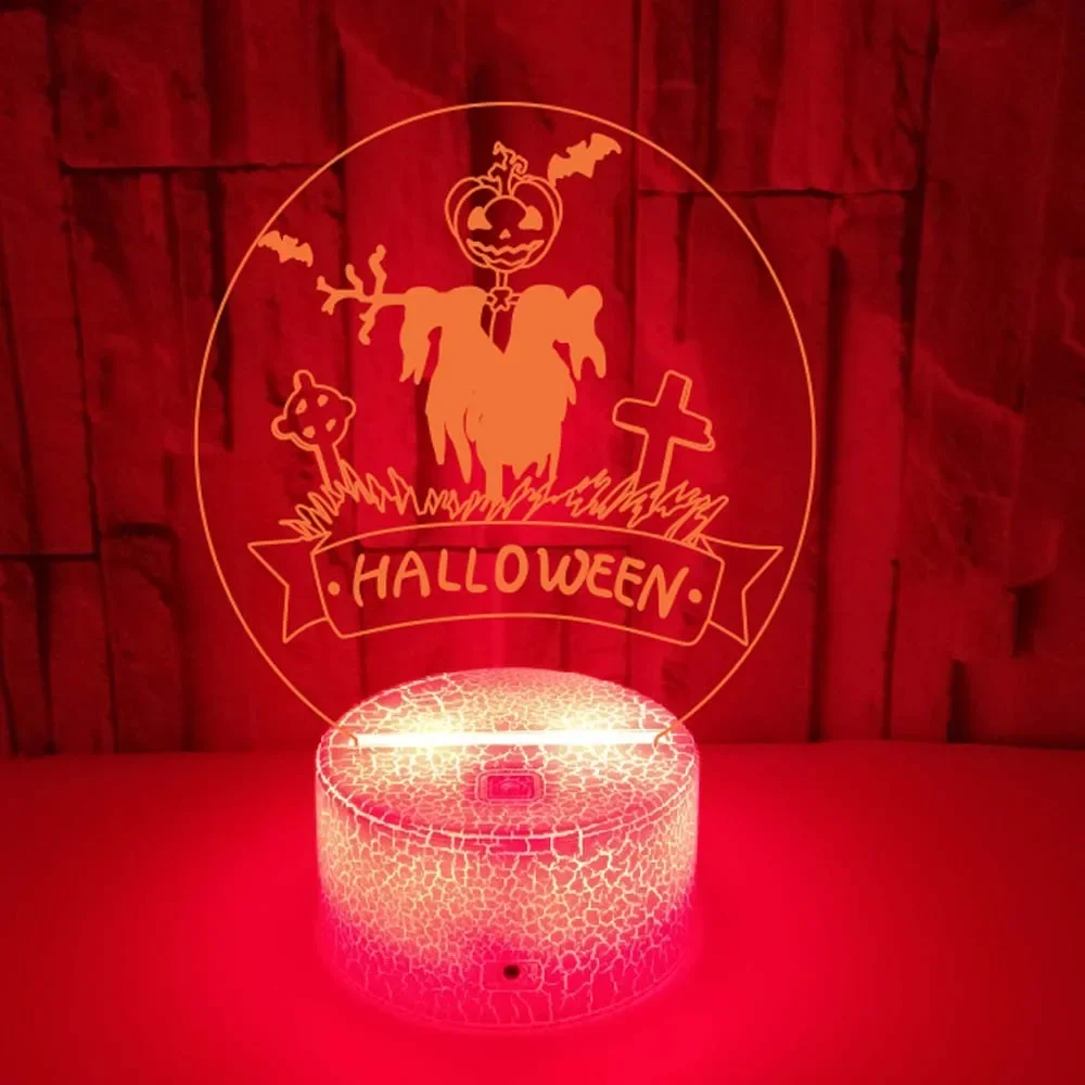 Pumpkin Ghost LED USB Night Light, 7 cores diferentes, abajur de cabeceira do quarto, presente decorativo para crianças de Halloween