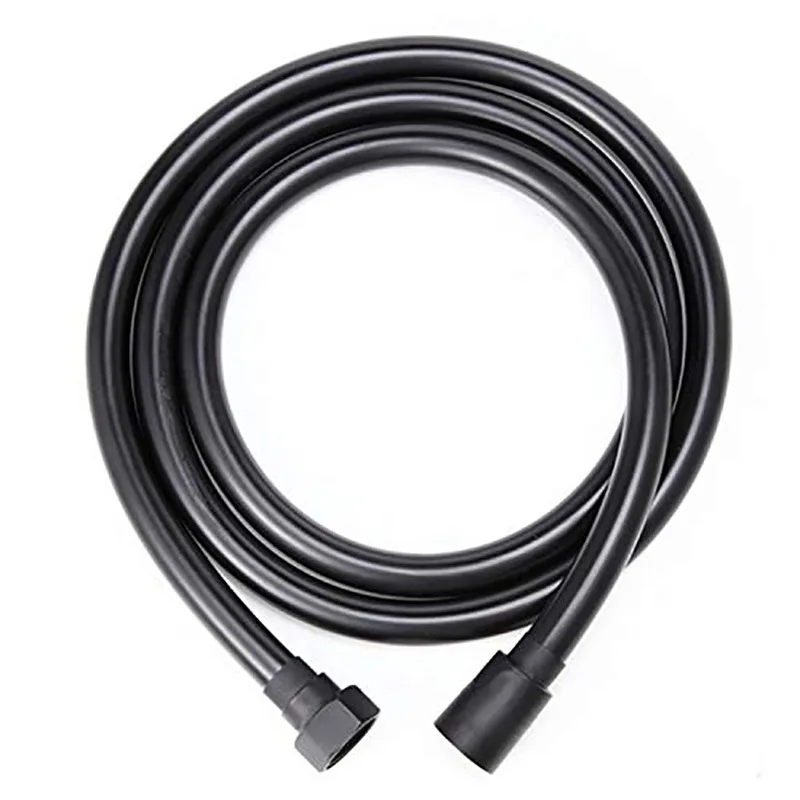 PVC High Pressure Silver & Black  Smooth Shower Hose For Bath Handheld  Head Flexible   360° rotation