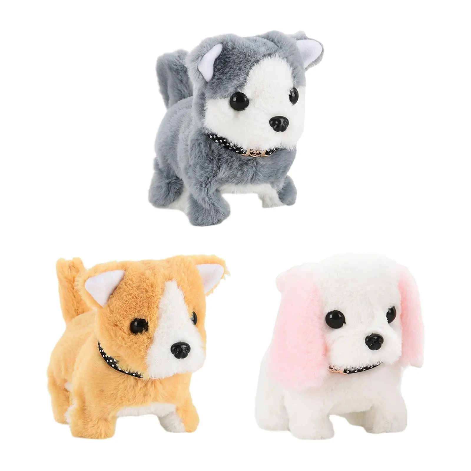 لعبة الكلب القطيفة التفاعلية الإلكترونية، لعبة التعليم المبكر المبتكرة اللطيفة للمشي والنباح والذيل للأولاد والبنات هدية عيد ميلاد