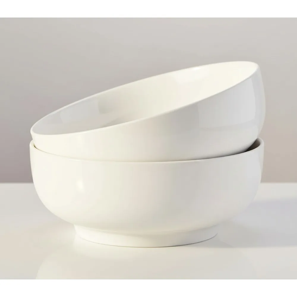 

Очень большие 10-дюймовые фарфоровые сервировочные миски, набор из 2 предметов, миски для салата, супа, макарон, 114 унций для развлечения семьи