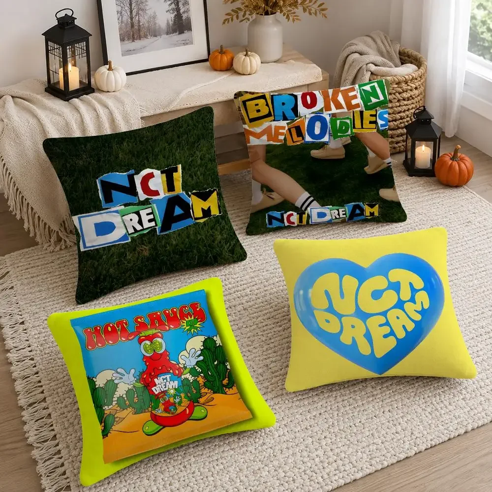 Idol Group nct dream album cover Cushion Cover Soft Fluffy Short Plush  Pillow Case Throw Decorative for Sofa Bedroom Home Decor