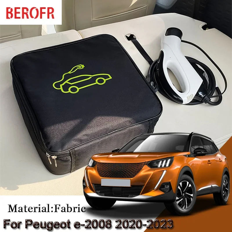 

EV Car Charging Cable Storage Carry Bag For Peugeot e-2008 e2008 2020-2022 2023 Charger Plugs Sockets Waterproof Fire Retardant