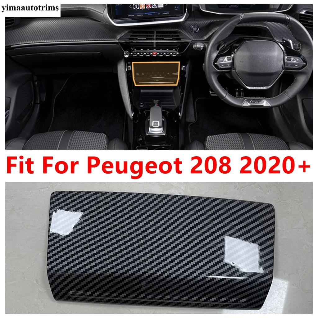 Central Control Cigarette Lighter Decoration Panel Cover Trim For Peugeot 208 2020 - 2025 ABS Carbon Fiber Accessories Interior