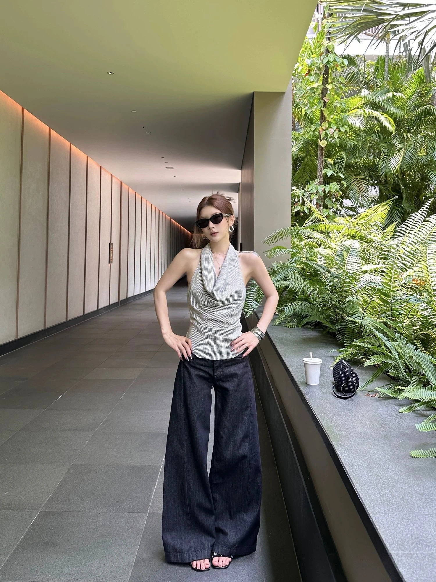 Casual Loose Wide Leg Jeans Women's Vintage Original Denim Slimming Long Trousers  Design Flared Street Versatile Black