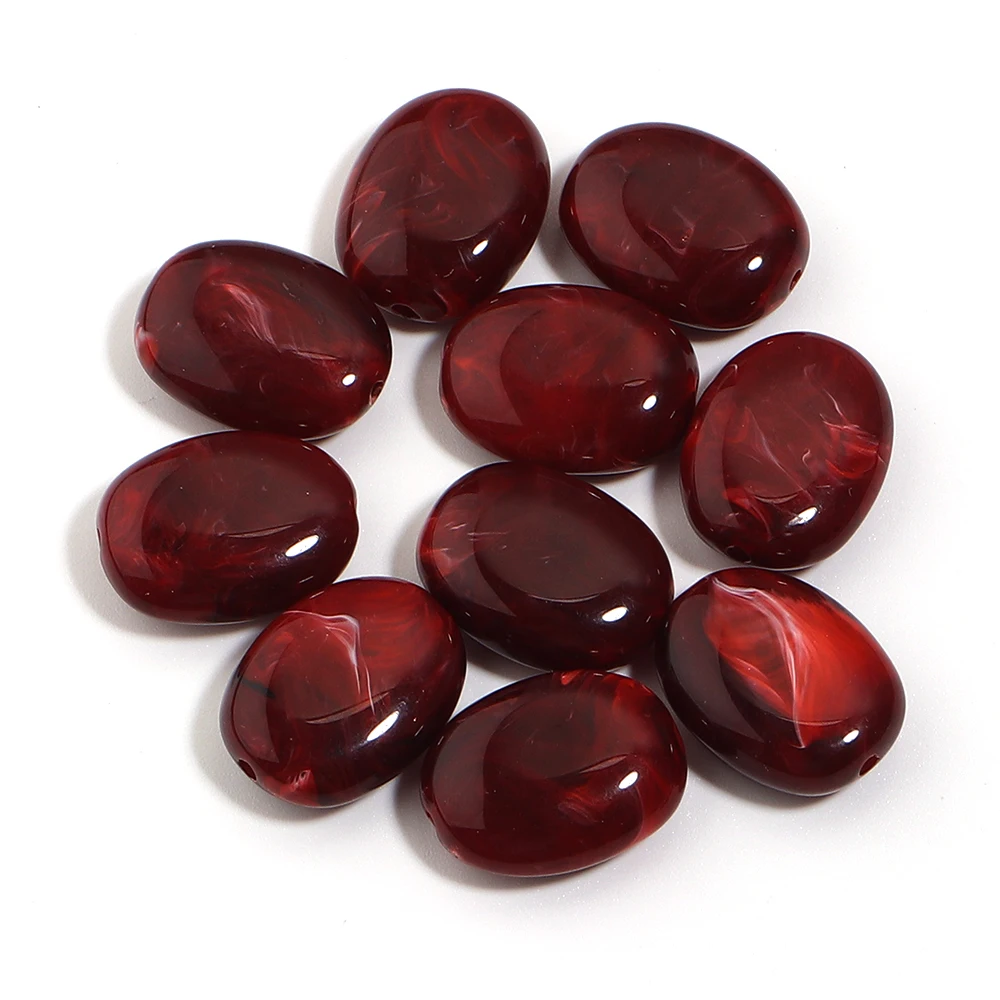20 stuks 15x19mm Dubbele Kleur Ovale Acryl Kralen Imitatie Jade Steen Losse Spacer Kralen Voor Sieraden Maken DIY Armband ketting