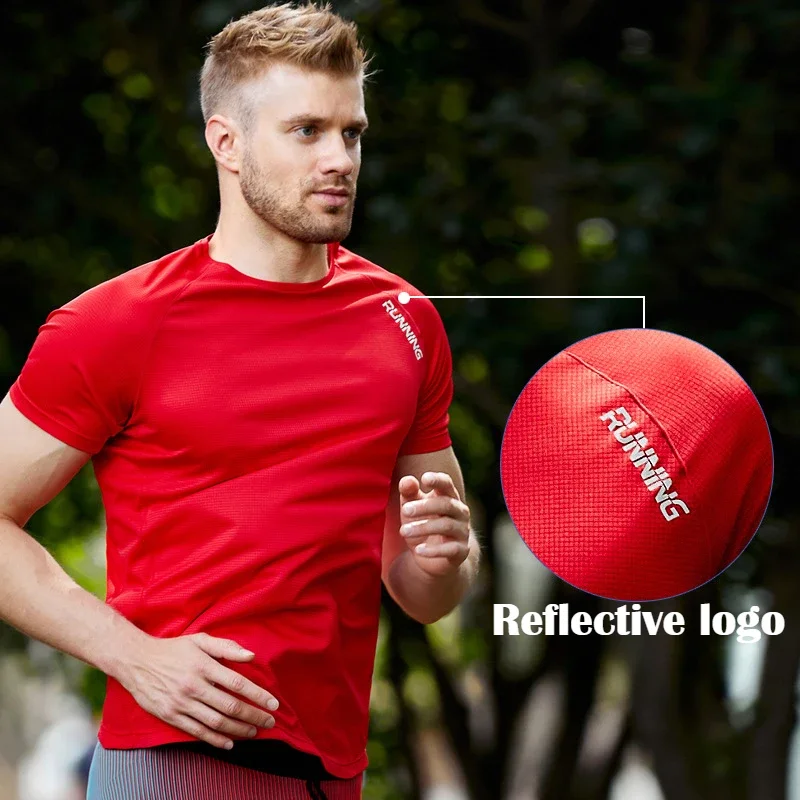 Men's Quick-drying Round Neck Summer Sport T-shirt Marathon Running Training Gym Sport Shirt Tops Shorts Sleeve Fitness For Male