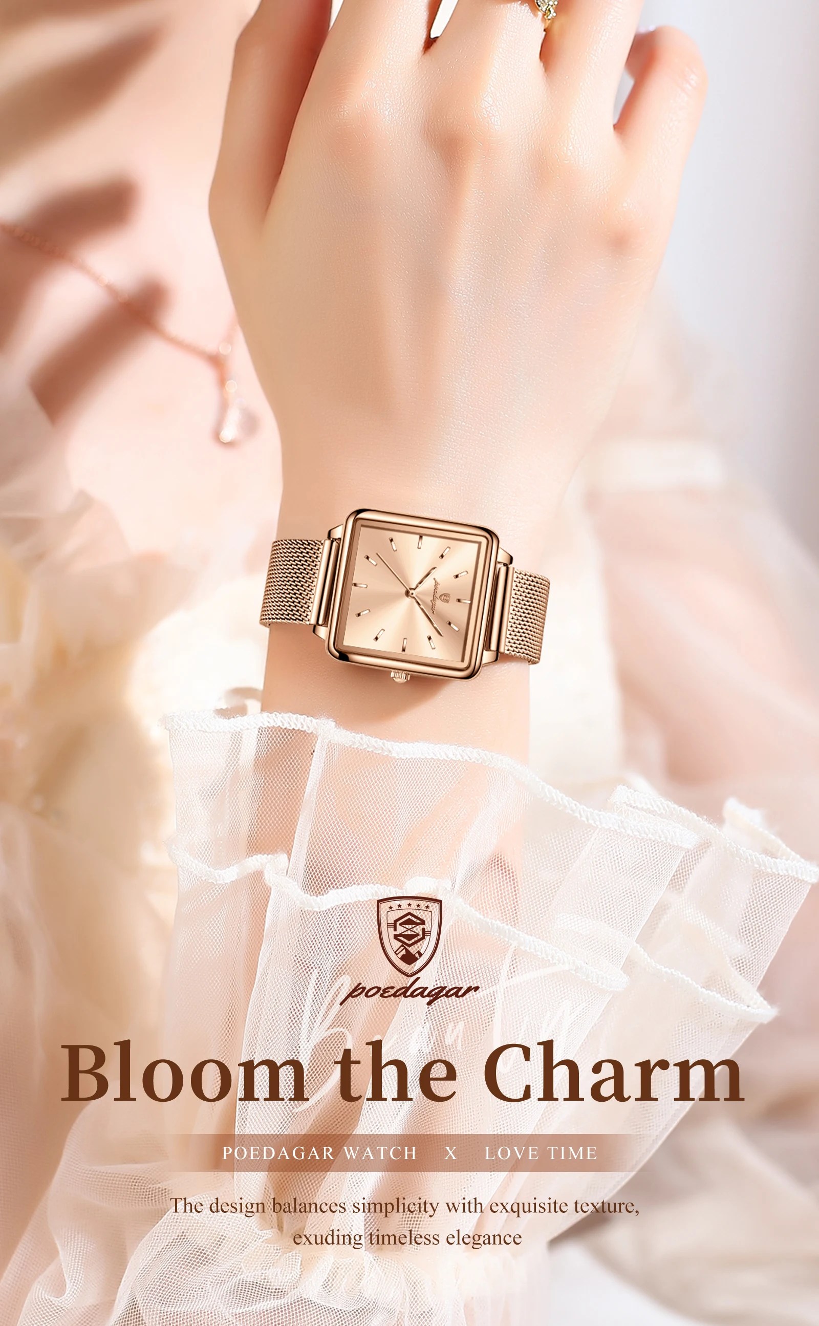 POEDAGAR Platz Mode Damen Uhr Wasserdichte Edelstahl Mesh Uhr Für Frau Elegante frauen Quarz Uhren Weibliche Reloj – Detail 2