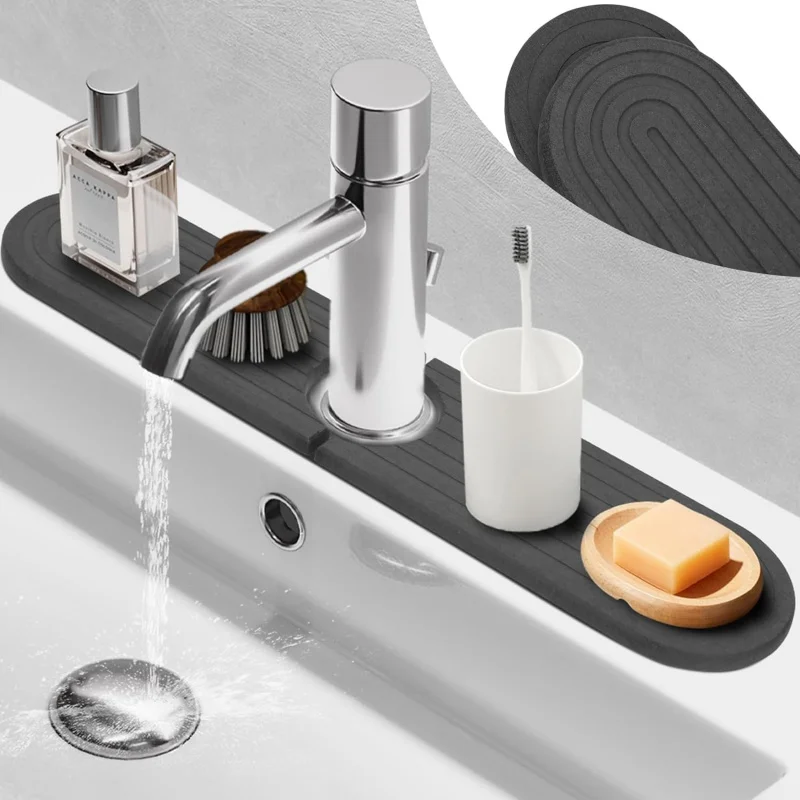 

Mat for Kitchen - Bathroom Diatomite Fast Drying Stone Tray - Faucet Accessories，Prevents Moisture Buildup Sink