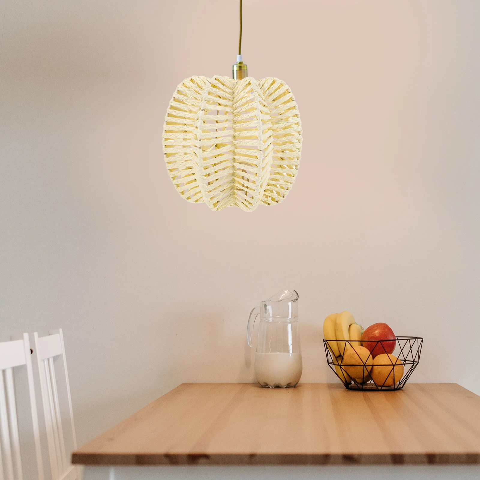 

Rattan Woven Lampshade Hanging Pendant Shades Ch Paper Rope Cover Sturdy Rustic Home Restaurant Solar Lighting