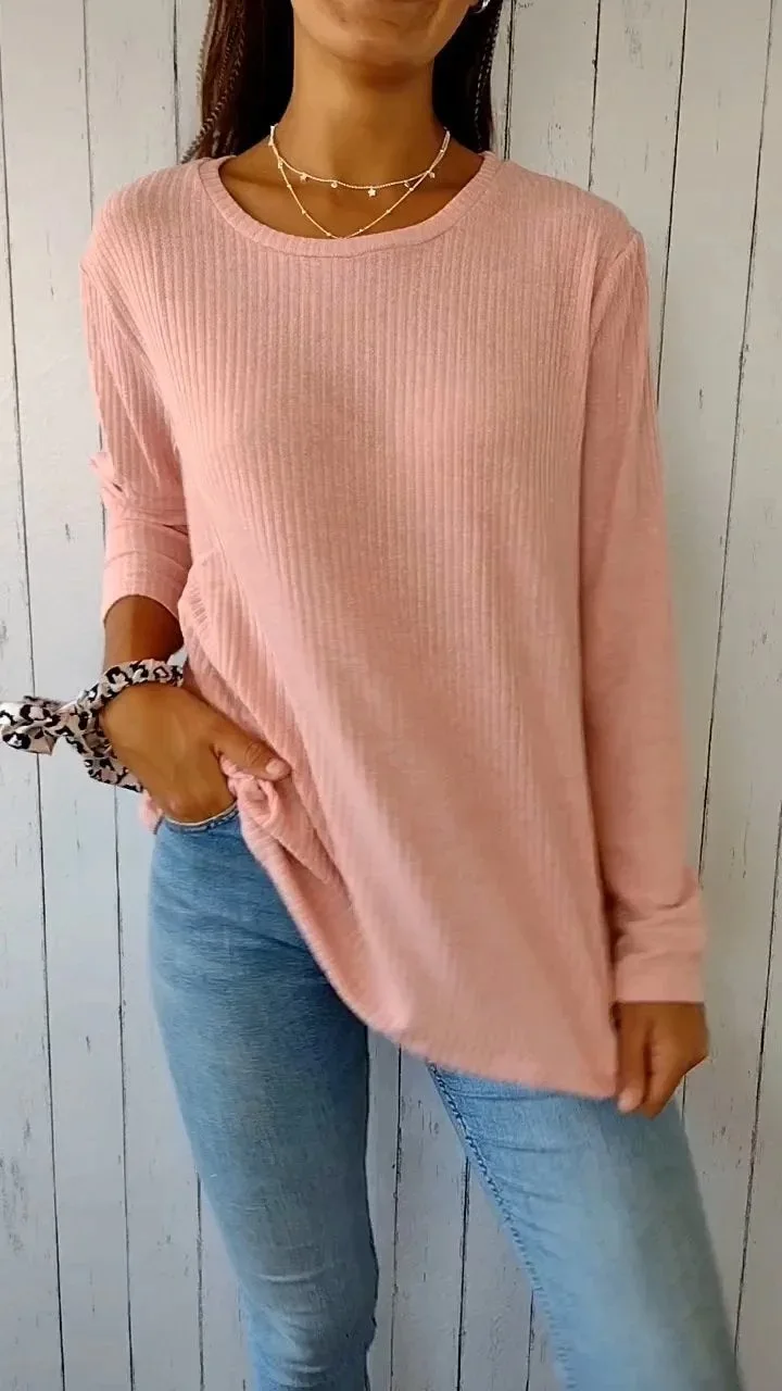 Bild 7: 2026 Amazon Cross-Border Independent Station Herbst Lässiger Rundhals-Pullover mit Rippenmuster und Knöpfen, Langarm