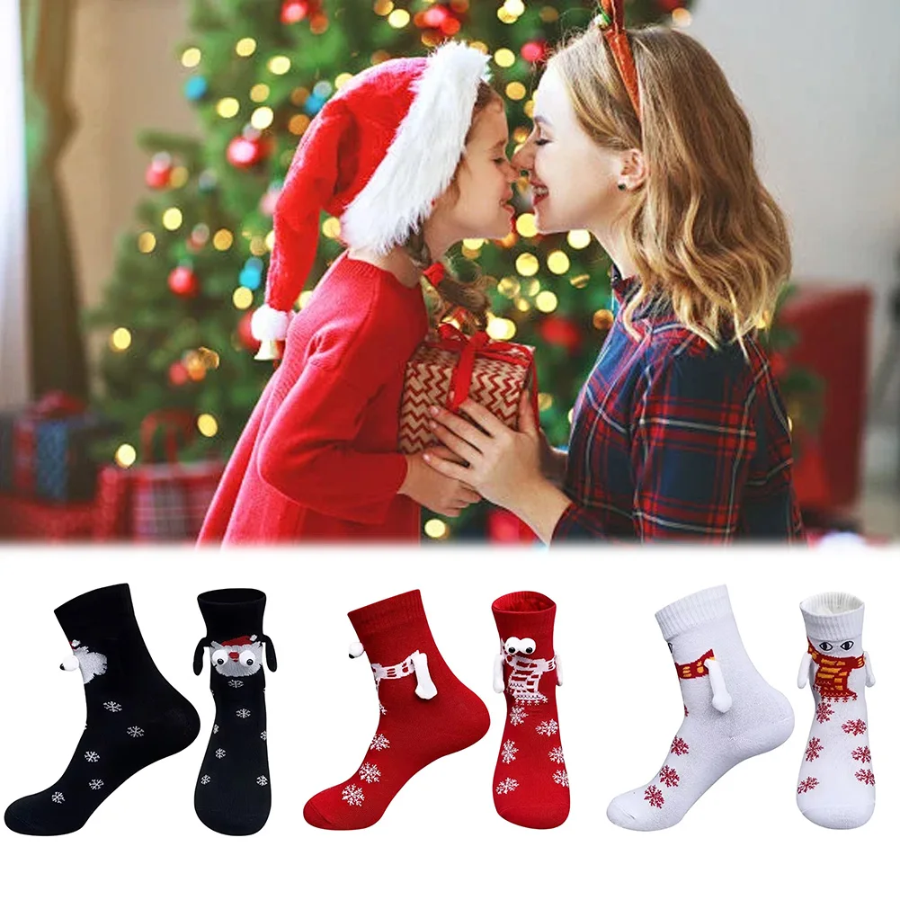 Christmas Magnetic Holding Hands Socks Soft Warm Christmas Socks Funny Cute Holiday Socks for Christmas Holiday Or Birthday Gift